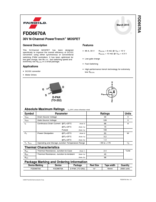 FDD6670A Fairchild Semiconductor