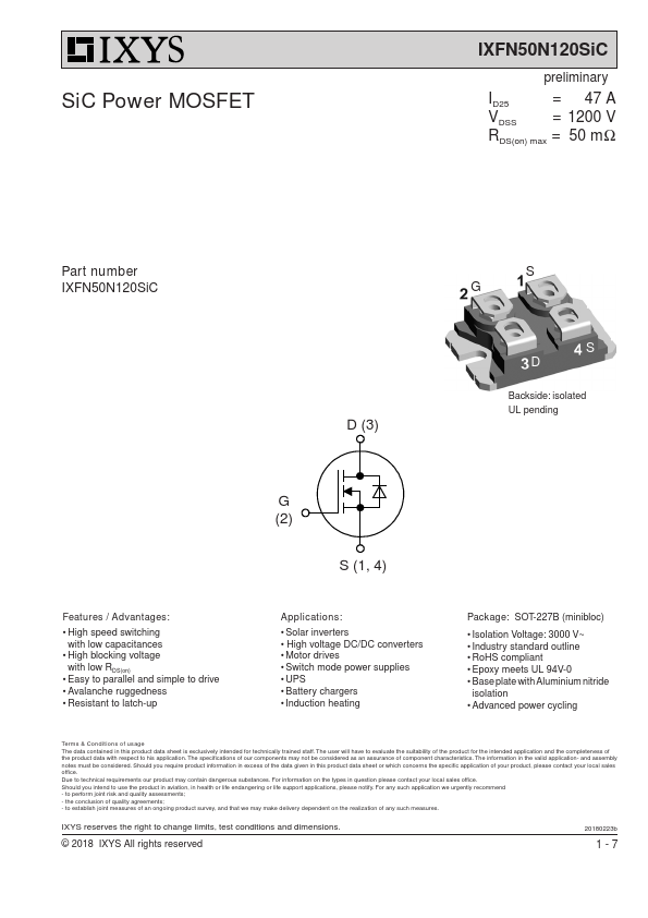 <?=IXFN50N120SiC?> डेटा पत्रक पीडीएफ