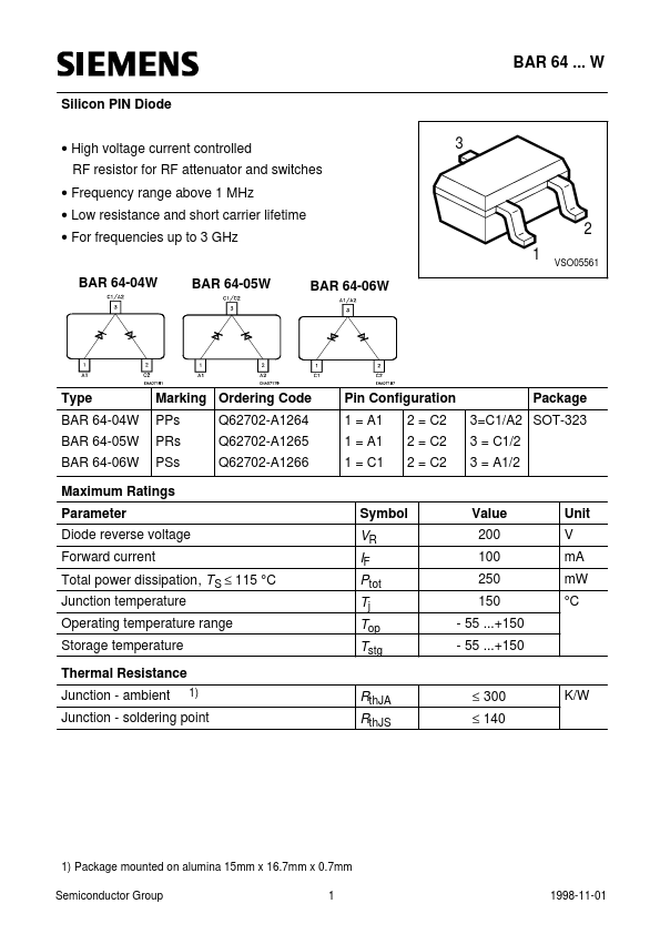 BAR64-04W Siemens Semiconductor Group