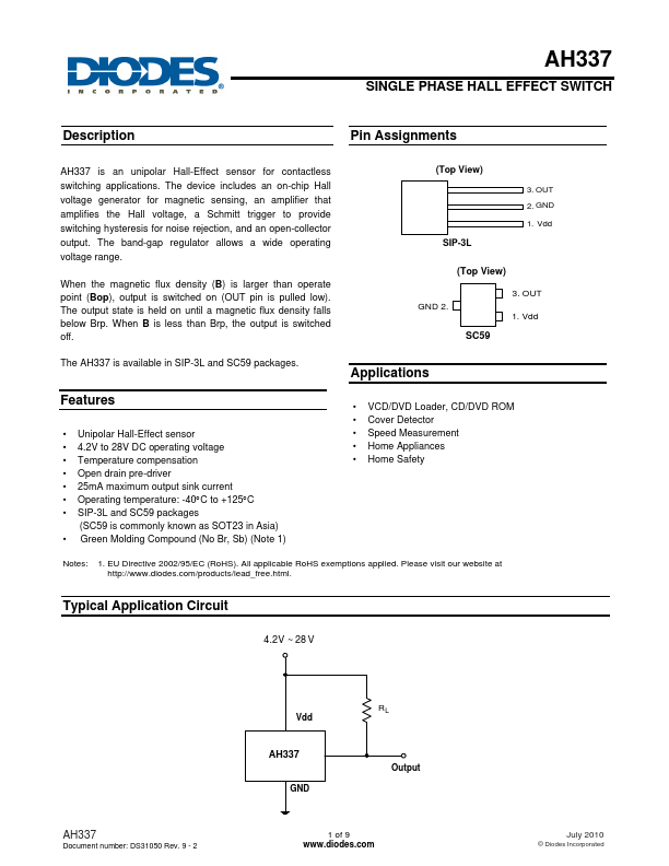 AH337 Diodes Incorporated