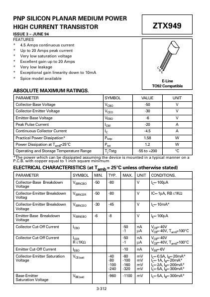 ZTX949 Zetex Semiconductors