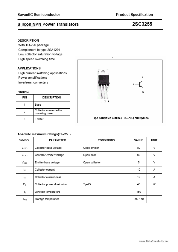 <?=2SC3255?> डेटा पत्रक पीडीएफ