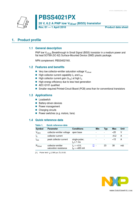 PBSS4021PX NXP