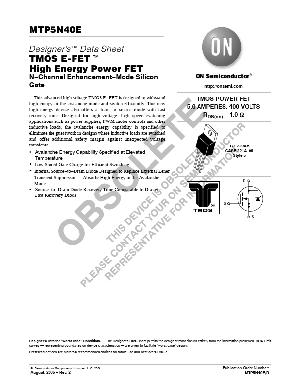 <?=MTP5N40E?> डेटा पत्रक पीडीएफ