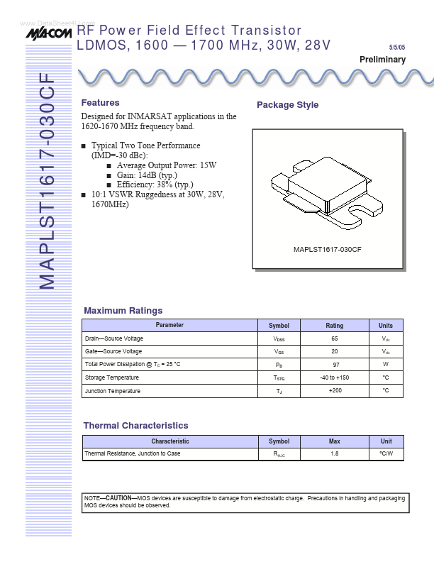 <?=MAPLST1617-030CF?> डेटा पत्रक पीडीएफ