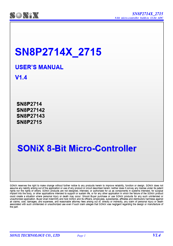 SN8P27142 Sonix