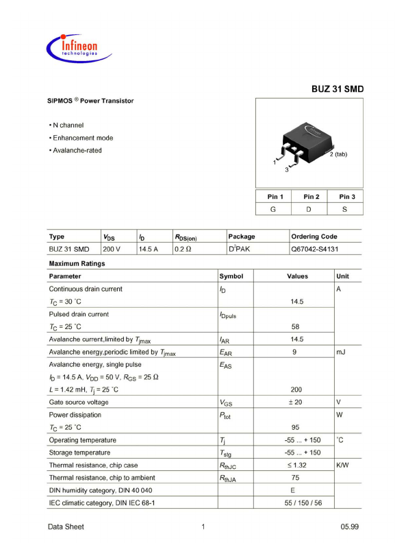 BUZ31SMD Infineon Technologies AG