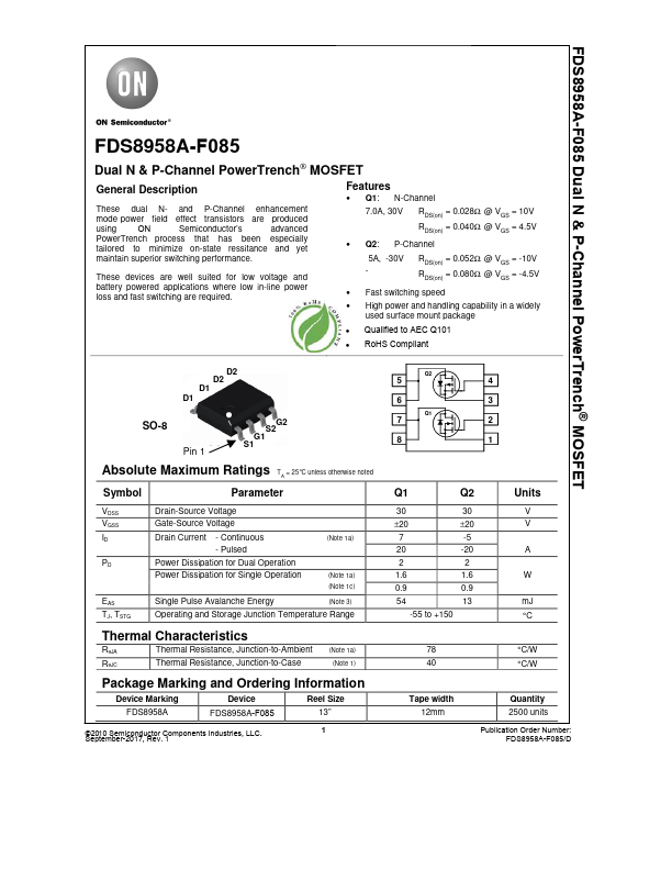 FDS8958A-F085 ON Semiconductor