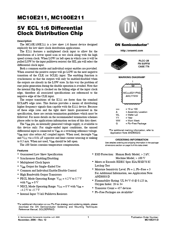 MC100E211 ON Semiconductor