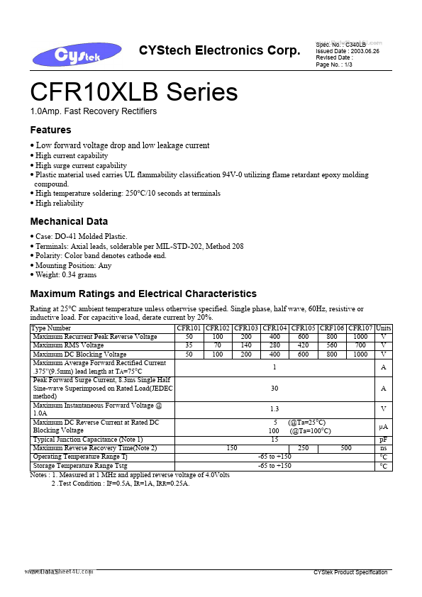 CFR103 Cystech Electonics