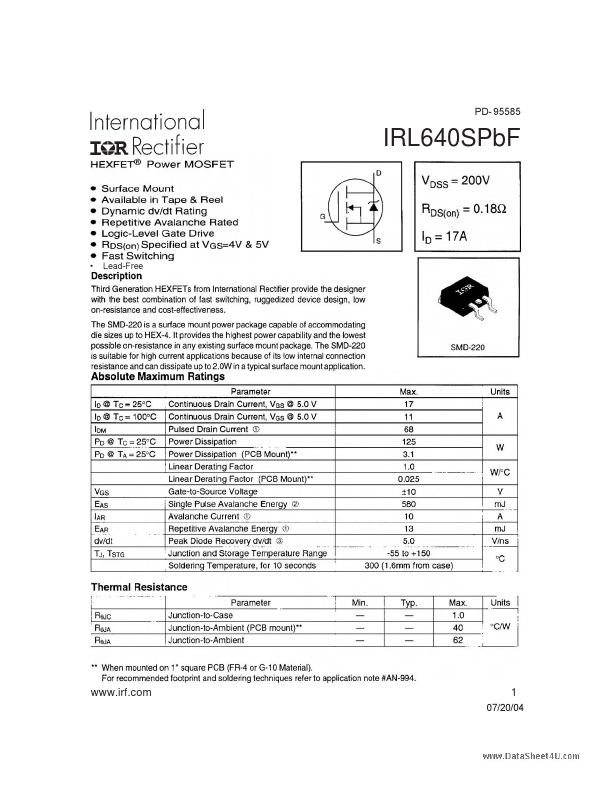 IRL640SPBF International Rectifier