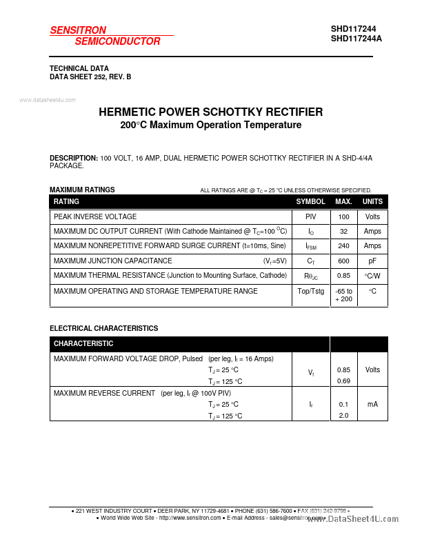 <?=SHD117244?> डेटा पत्रक पीडीएफ