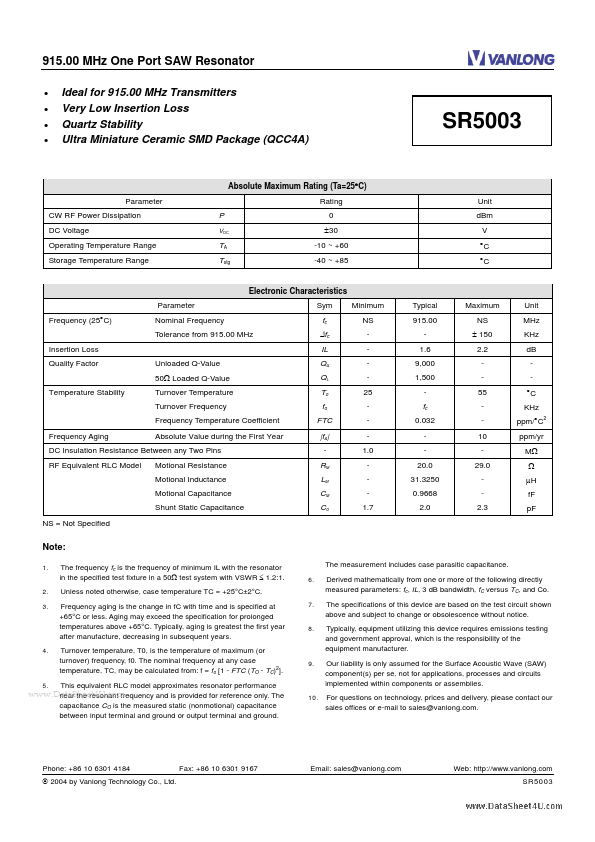 SR5003 Vanlong Technology