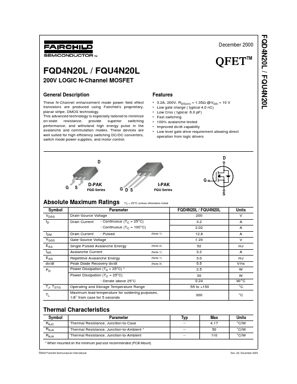 FQD4N20L Fairchild Semiconductor