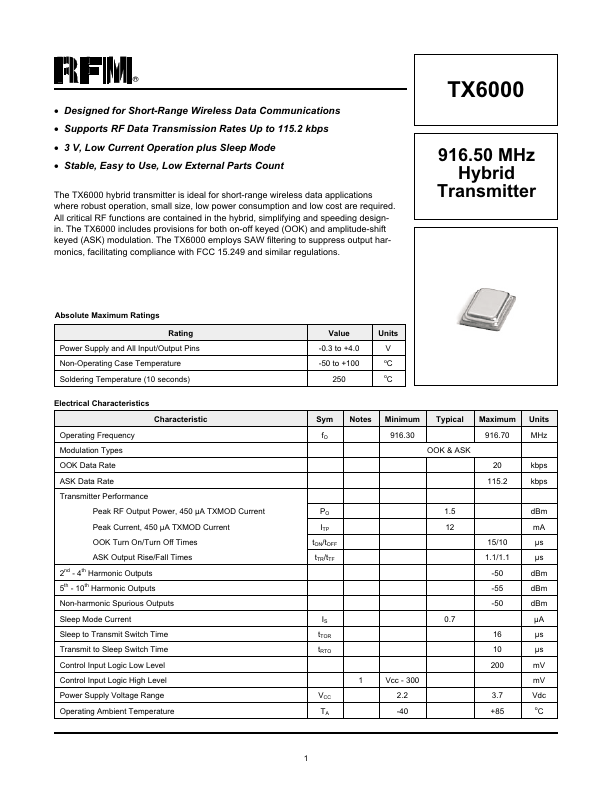 TX6000 RF Monolithics  Inc