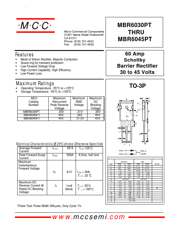 MBR6030PT Micro Commercial Components