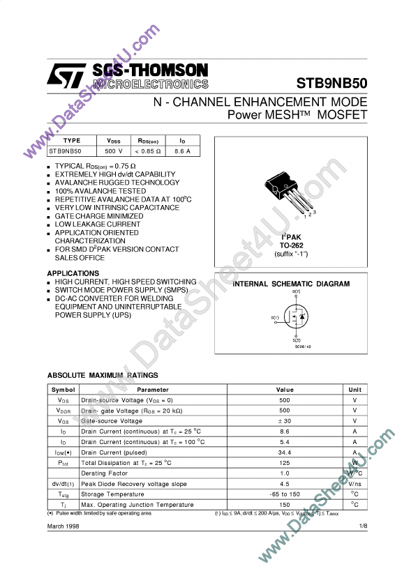 <?=STB9NB50?> डेटा पत्रक पीडीएफ