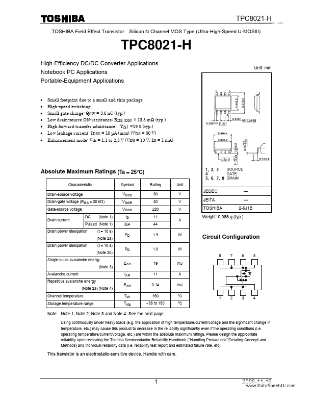 TPC8021-H Toshiba Semiconductor