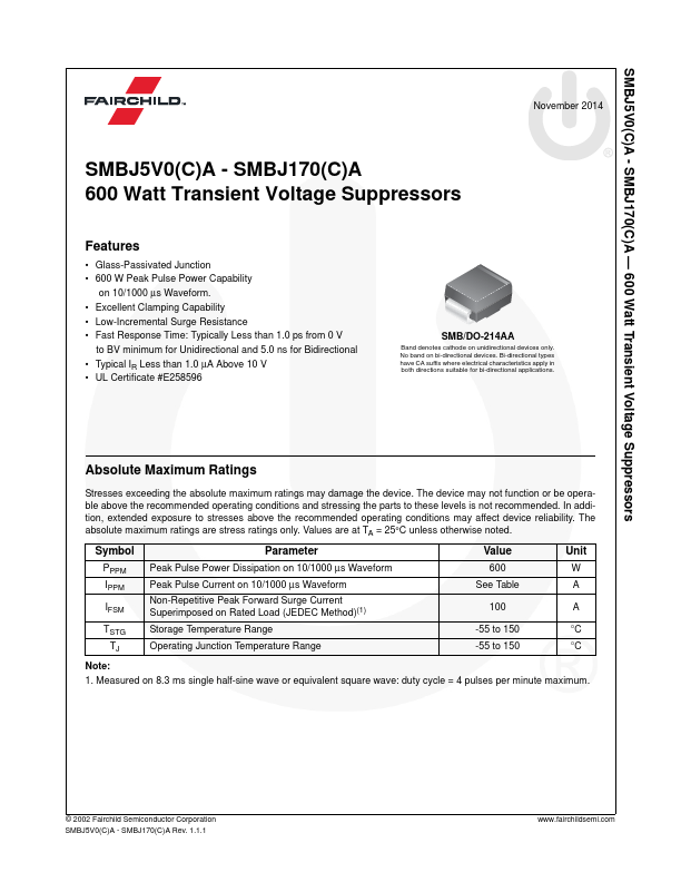 SMBJ43CA Fairchild Semiconductor