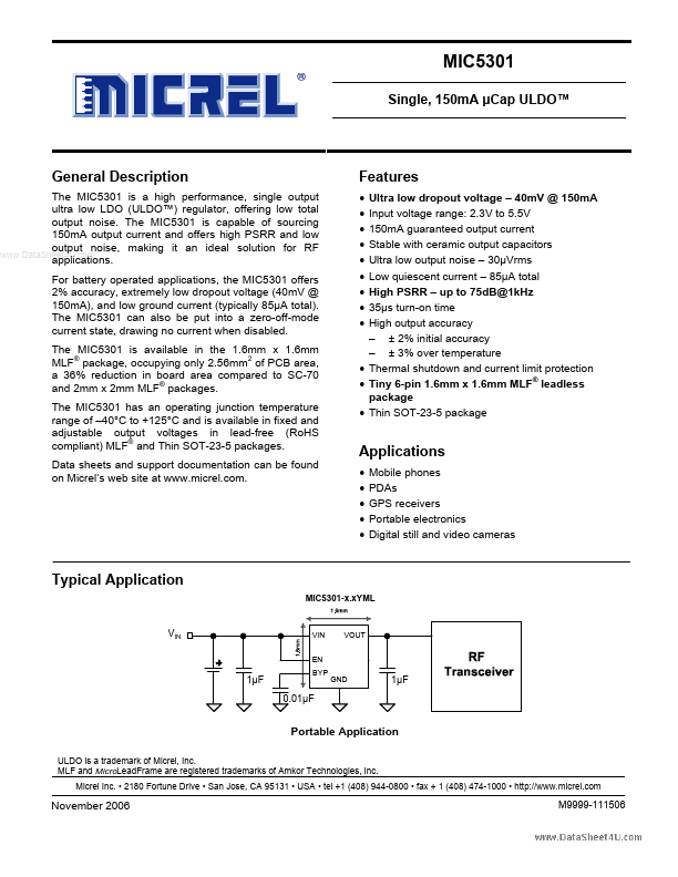 MIC5301 Micrel Semiconductor