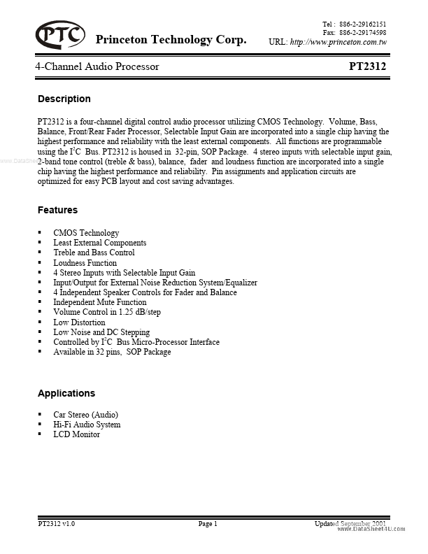 PT2329 Datasheet(PDF) - Princeton Technology Corp