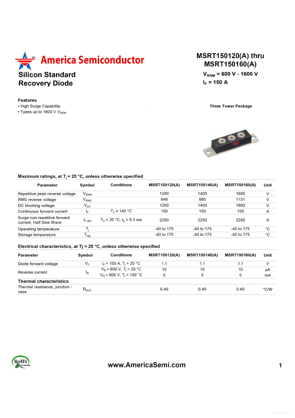 MSRT150160A America Semiconductor