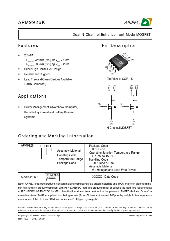 APM9926K ANPEC