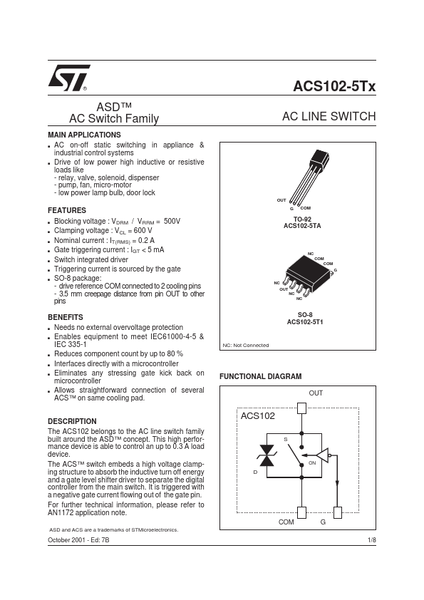 ACS102-5T1 STMicroelectronics