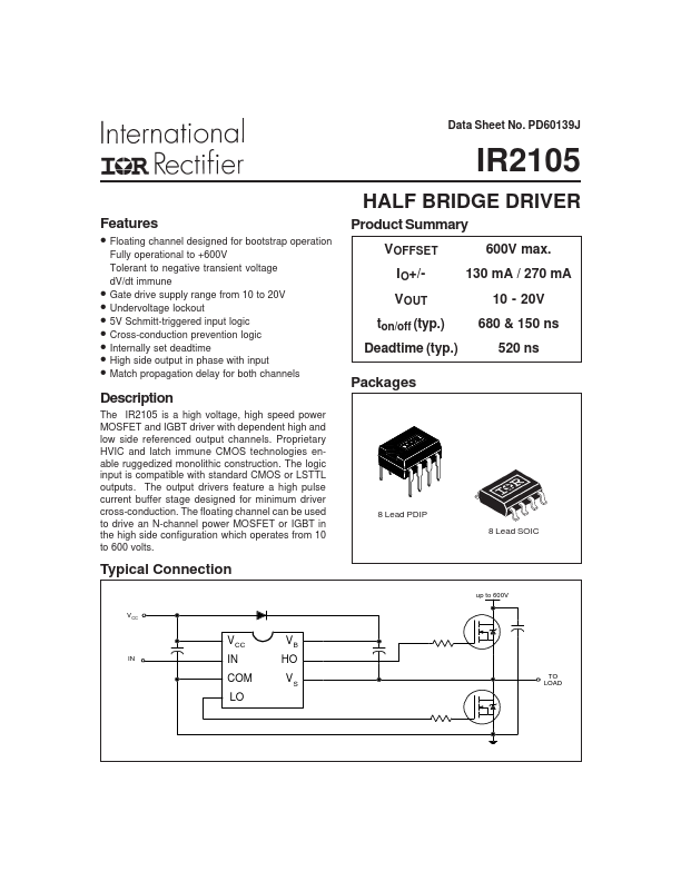 <?=IR2105S?> डेटा पत्रक पीडीएफ