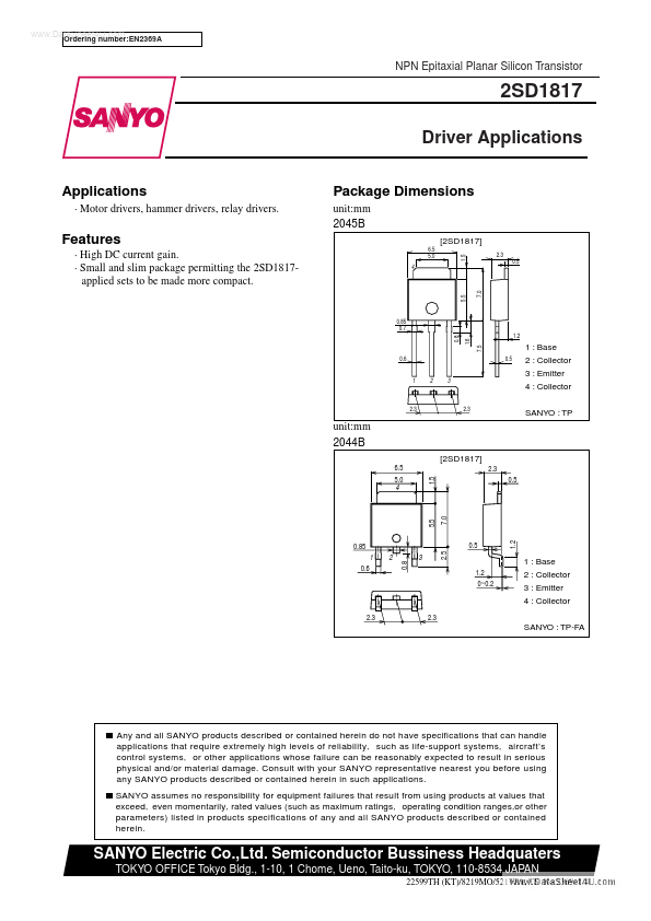 D1817 Sanyo Semiconductor