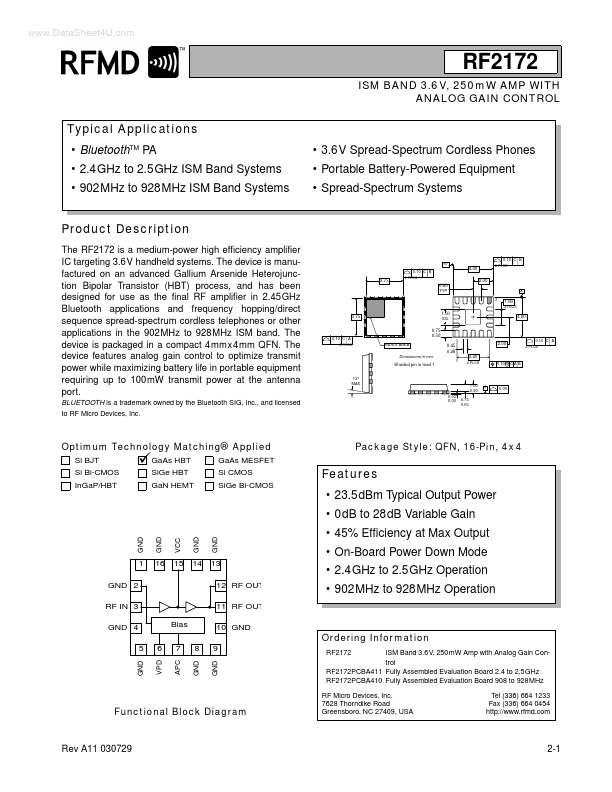 RF2172 RF Micro Devices