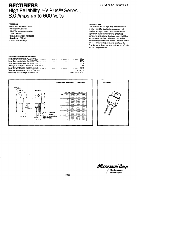 UHVP804 Microsemi Corporation