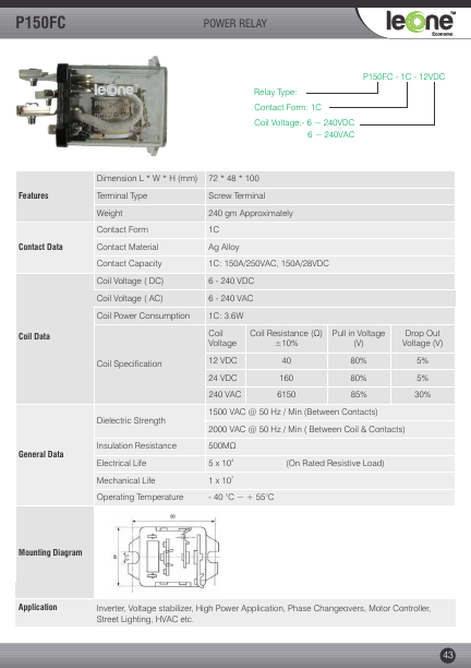 P150FC-1C-12VDC