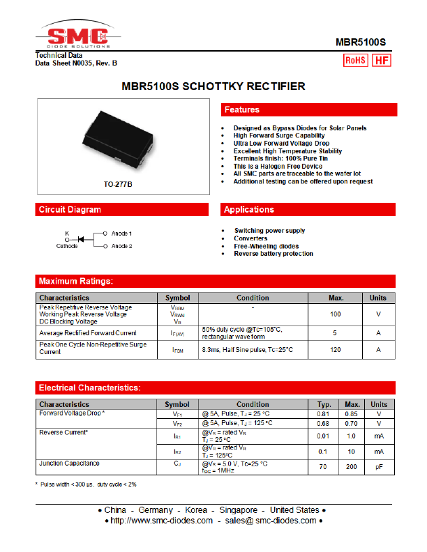 MBR5100S SMC Diode