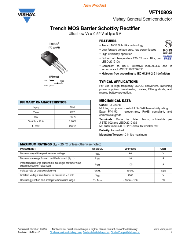 <?=VFT1080S?> डेटा पत्रक पीडीएफ