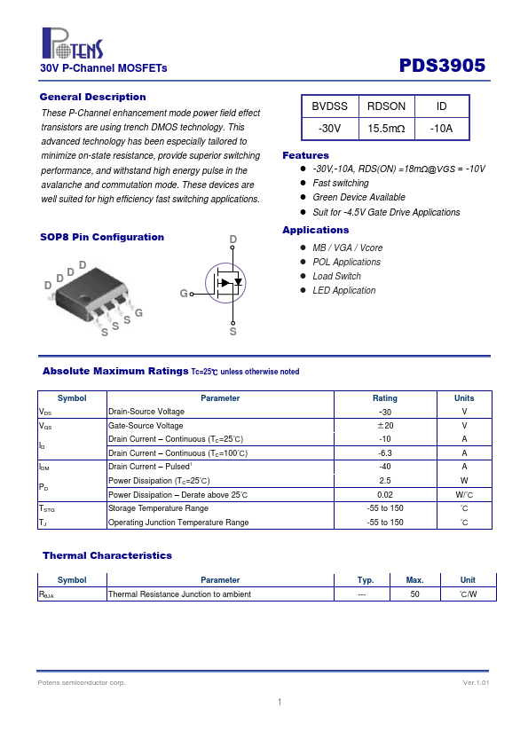 PDS3905 Potens semiconductor
