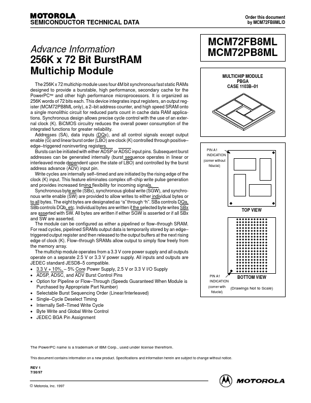 MCM72FB8ML Motorola