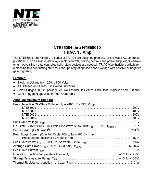 NTE56006 NTE Electronics