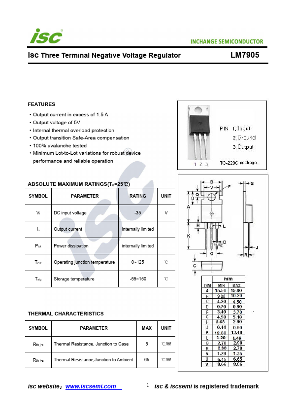 LM7905 Inchange Semiconductor