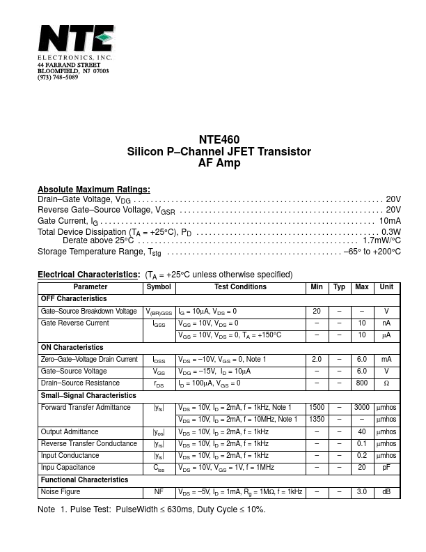 <?=NTE460?> डेटा पत्रक पीडीएफ