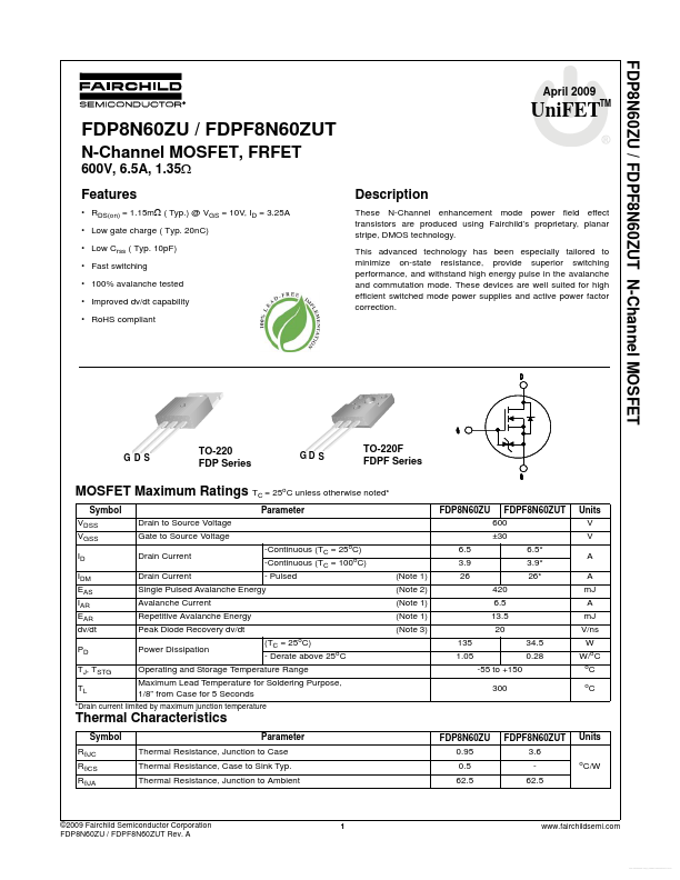 FDP8N60ZU