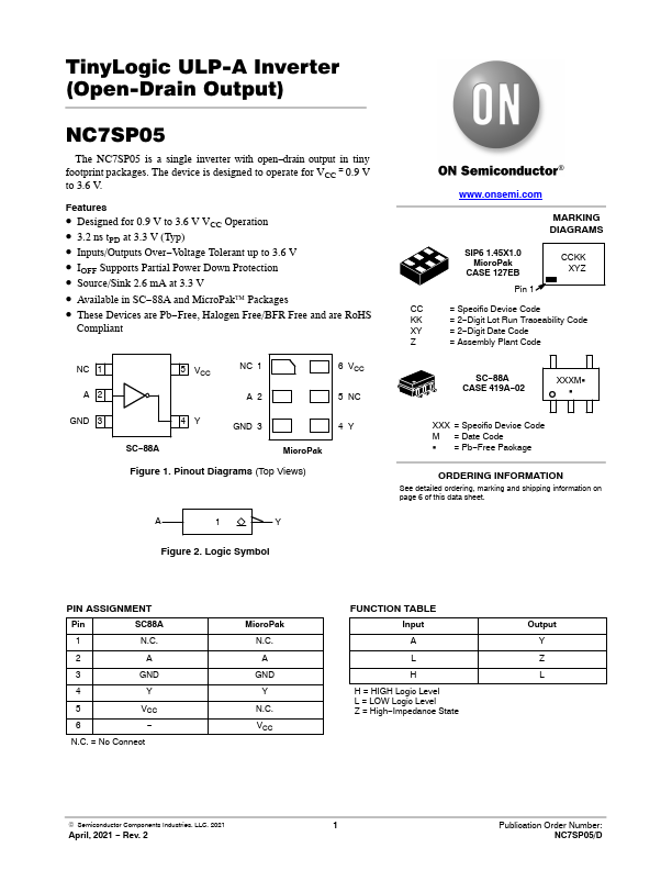 NC7SP05 ON Semiconductor
