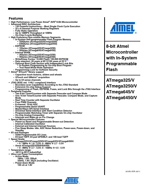 ATMEGA6450 ATMEL Corporation