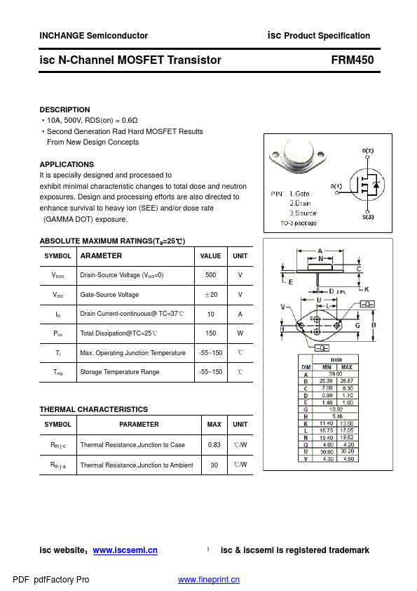 FRM450 Inchange Semiconductor