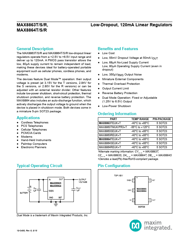 MAX8864T Maxim Integrated