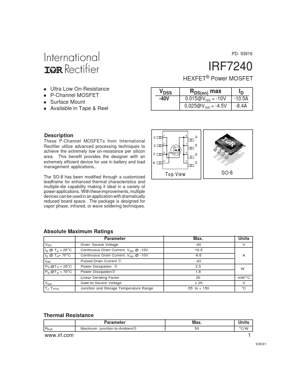 IRF7240 International Rectifier