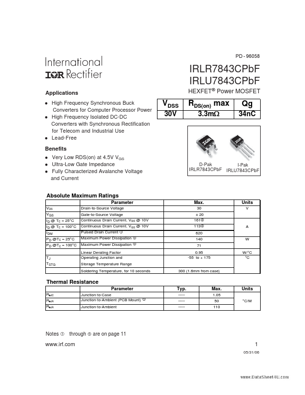 IRLU7843CPBF International Rectifier