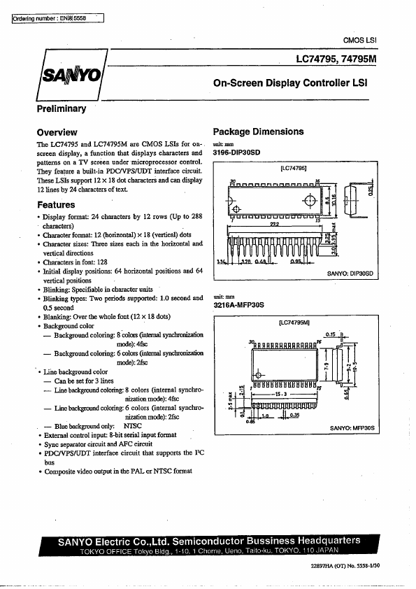 LC74795M Sanyo Semicon Device