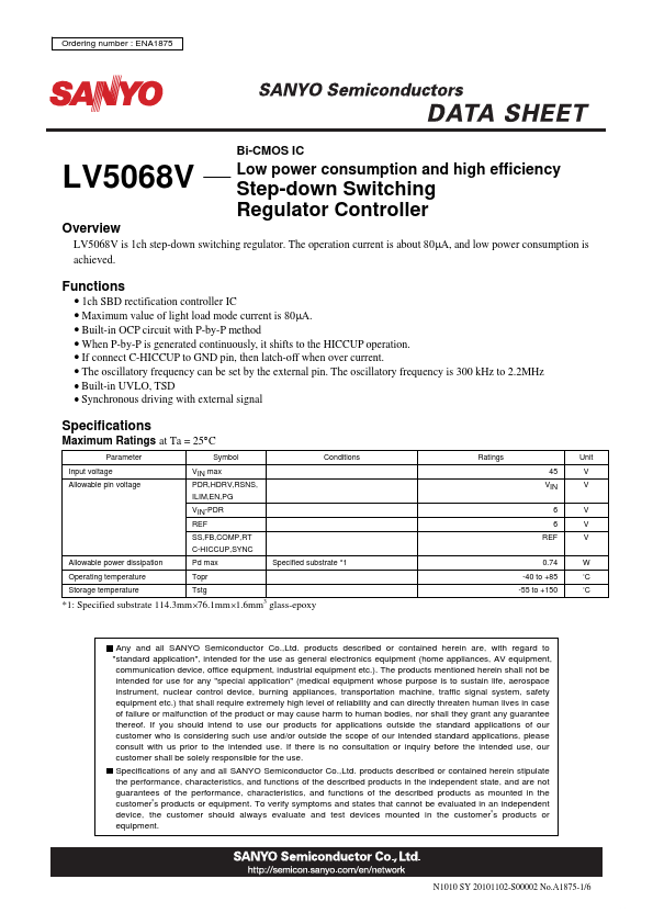 LV5068V Sanyo Semicon Device