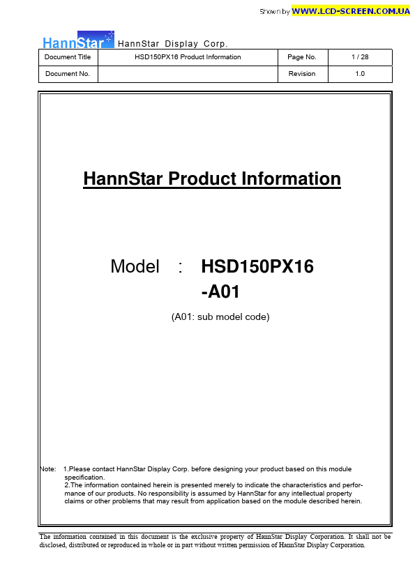HSD150PX16-A01